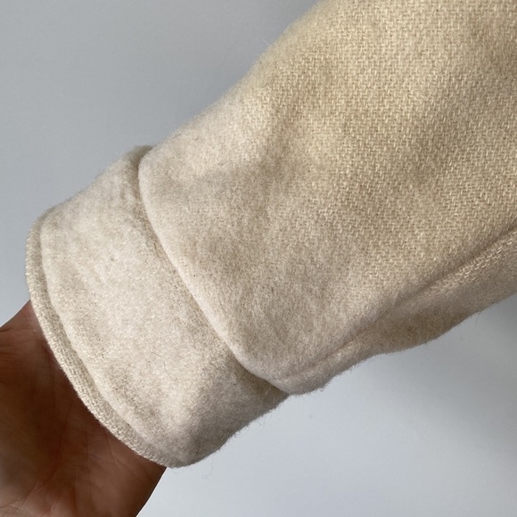 VINTAGE neutral cream slouch wool coat Sz. 12 - Picture 6 of 15